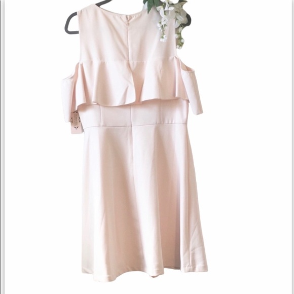 Nanette Lepore• Blush Cold shoulder ruffle fit & flare mini dress•size12 - Picture 2 of 6